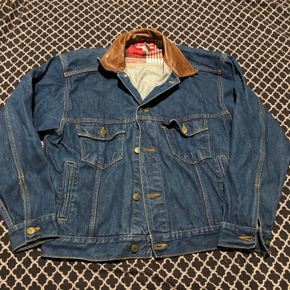 VTG Marlboro Country Store Leather Collar Denim Jacket Small Trucker Jacket D27